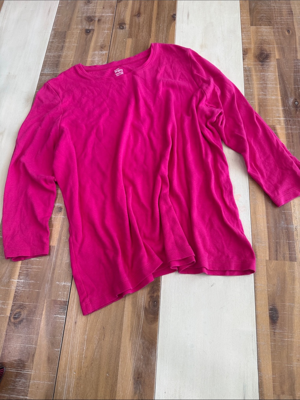 Kim Rogers Bright Pink Long Sleeve Crewneck Top